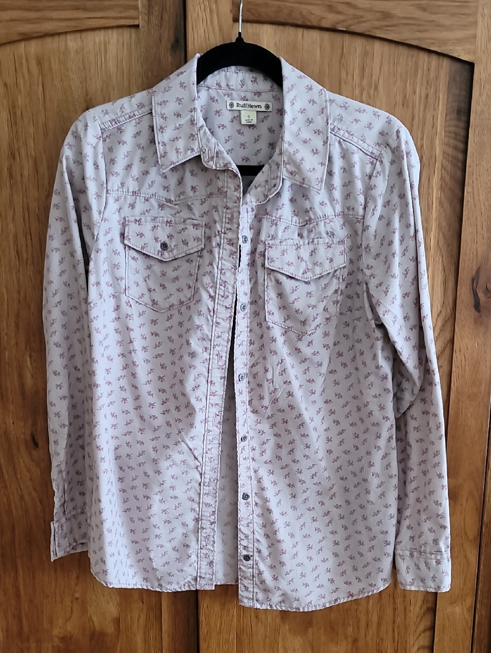 Ruff Hewn Cotton  Light Floral Button-Up Shirt - Lavender/ Cream